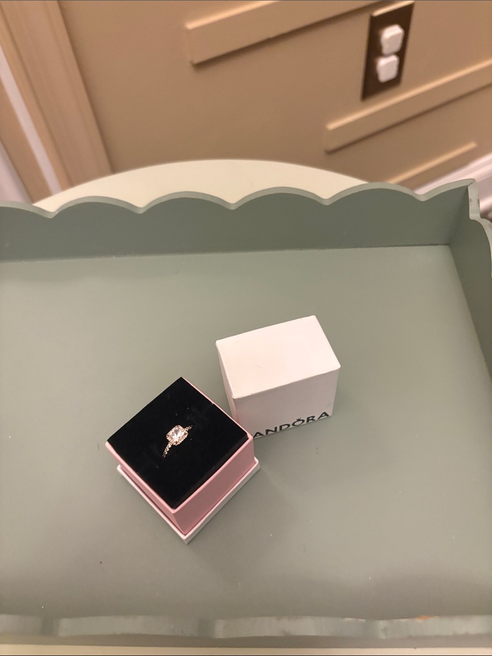 Pandora Rose-Tone Solitaire Ring with Clear Stone